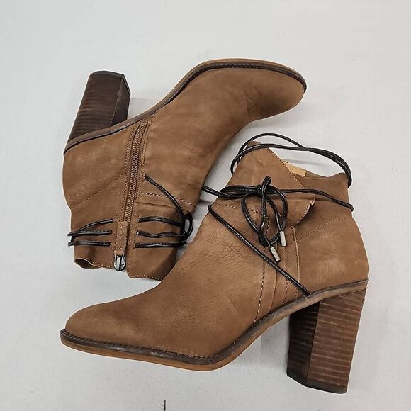 Franco Sarto Women's Size 7.5M Edaline Brown Leather Wrap Around Ankle Booties B - Picture 8 of 13